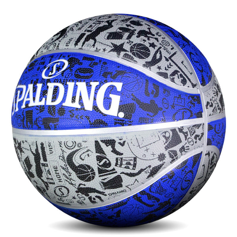 Spalding Basketball No. 7 Graffiti Outdoor Blue Ball 84-478Y