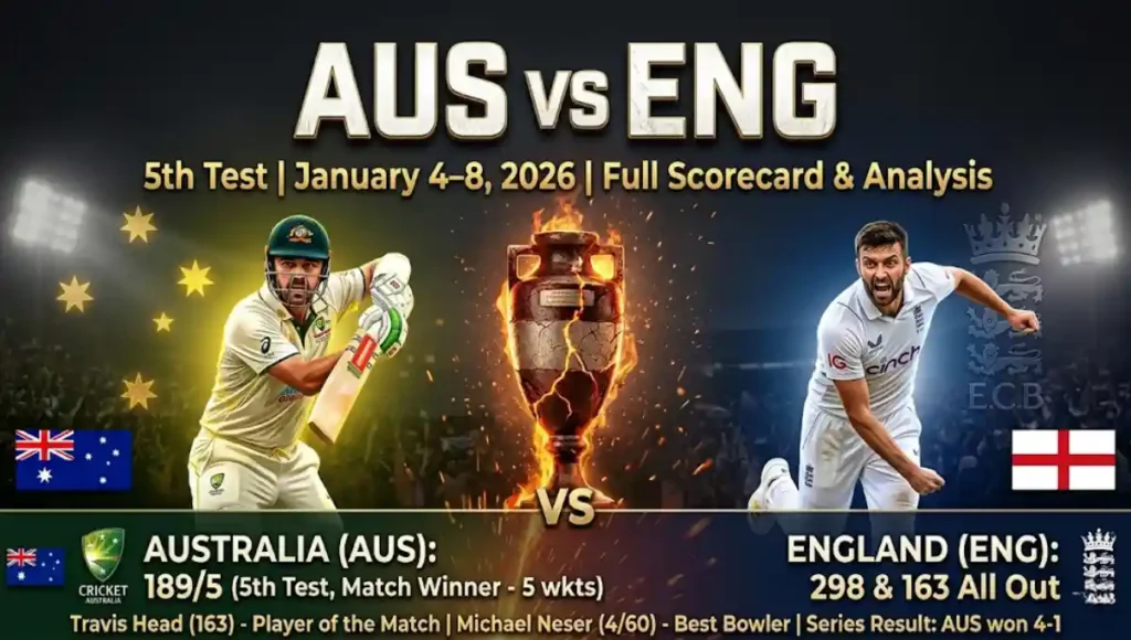 Australian men's cricket team vs England cricket team match scorecard