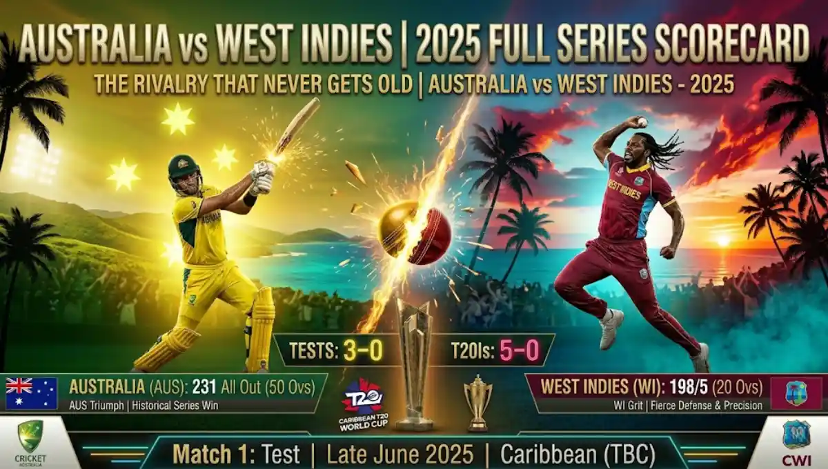 Australian men’s cricket team vs West Indies cricket team match scorecard
