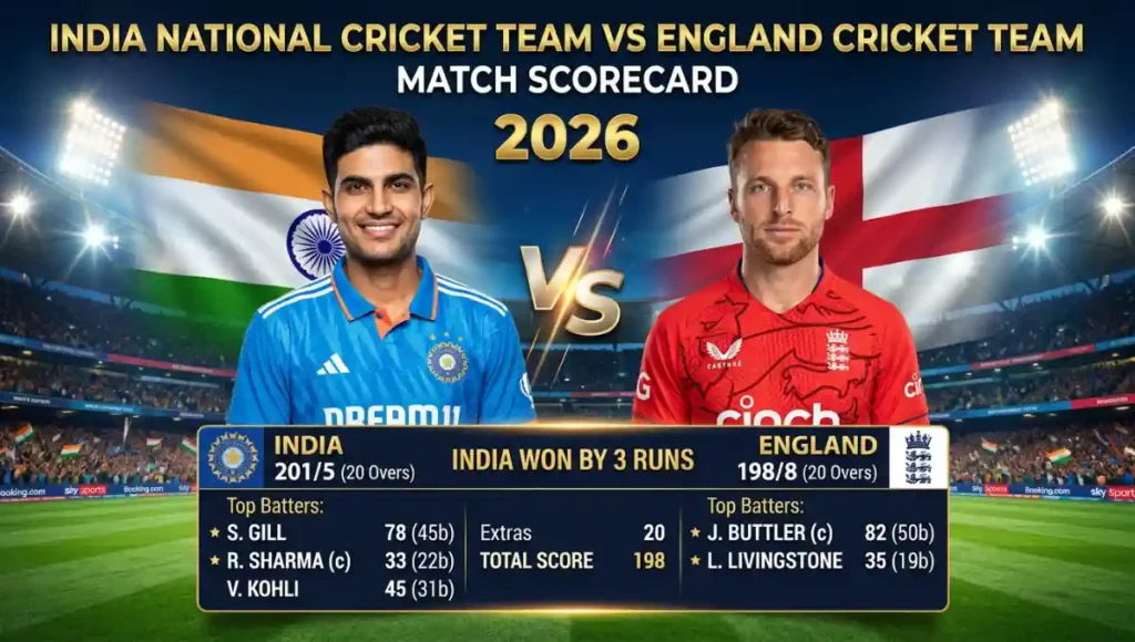 India National Cricket Team vs England Cricket Team Match Scorecard (Full Details & Analysis)
