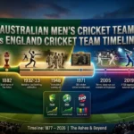 australian men’s cricket team vs england cricket team timeline