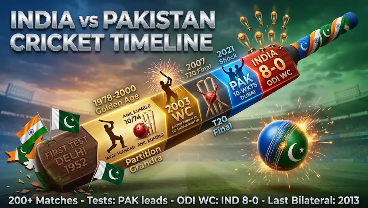 pakistan national cricket team vs india national cricket team timeline