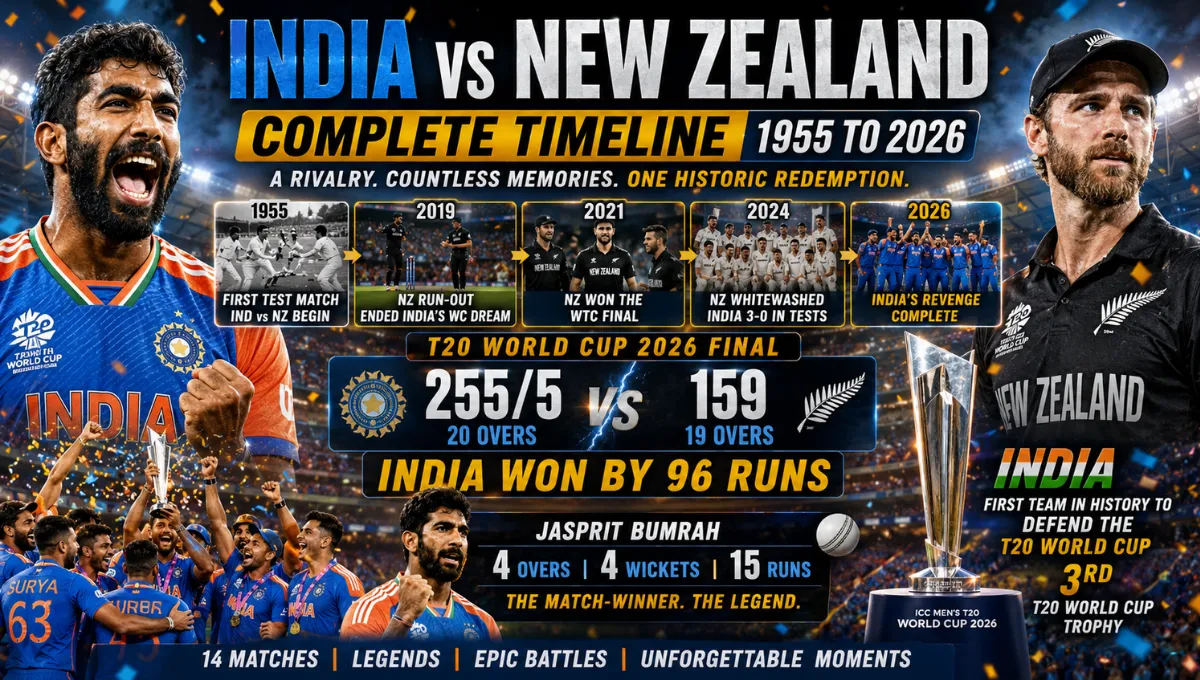 India National Cricket Team vs New Zealand National Cricket Team Timeline