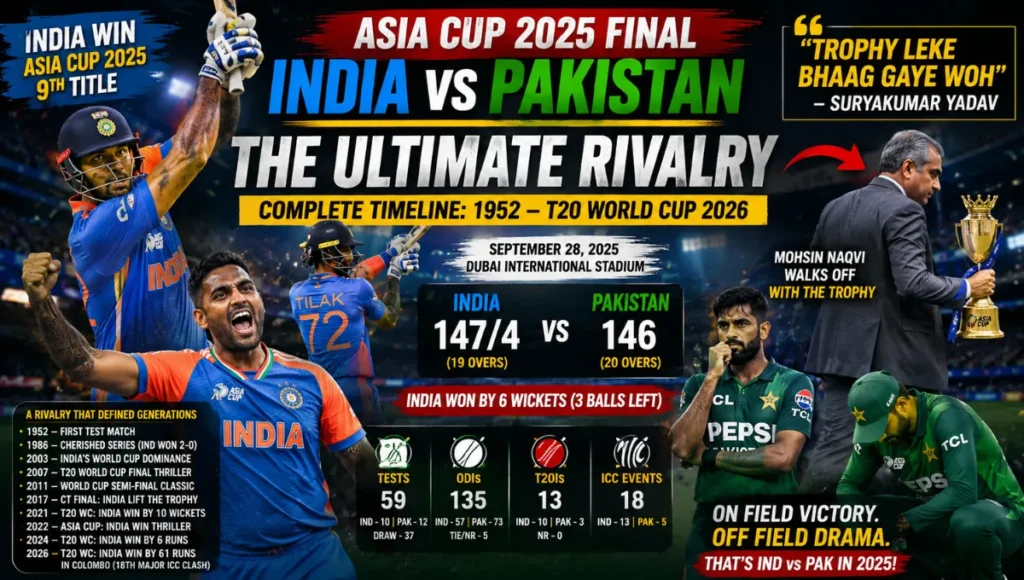 India National Cricket Team vs Pakistan National Cricket Team Timeline