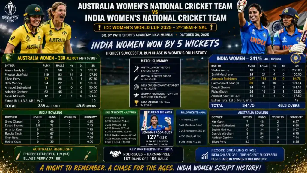 australia women's national cricket team vs india women's national cricket team match scorecard