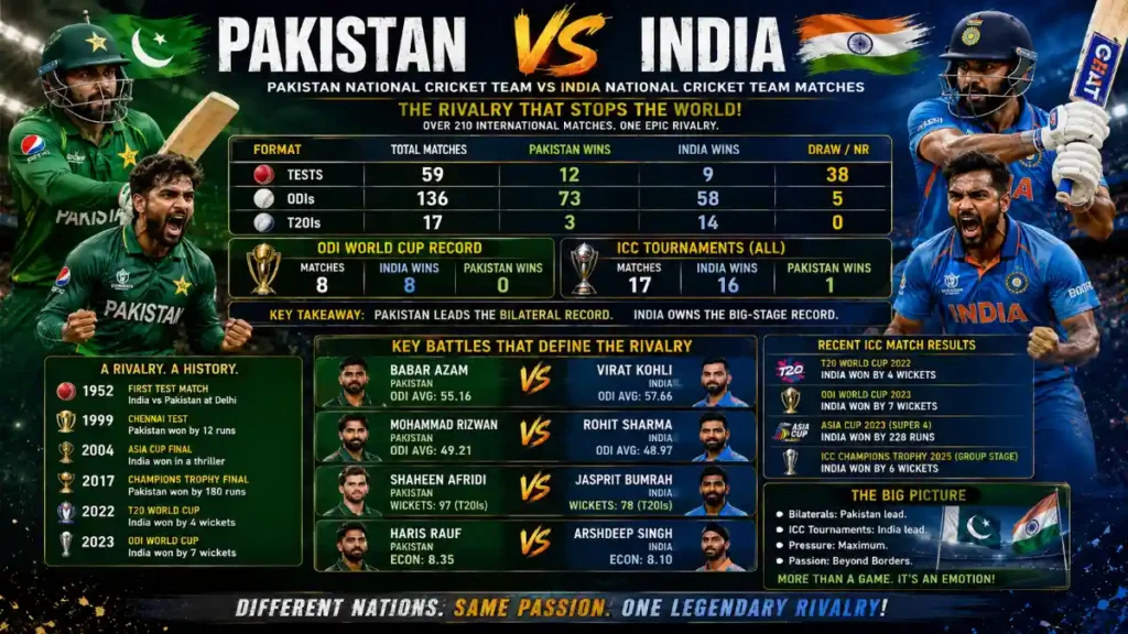 pakistan national cricket team vs india national cricket team matches
