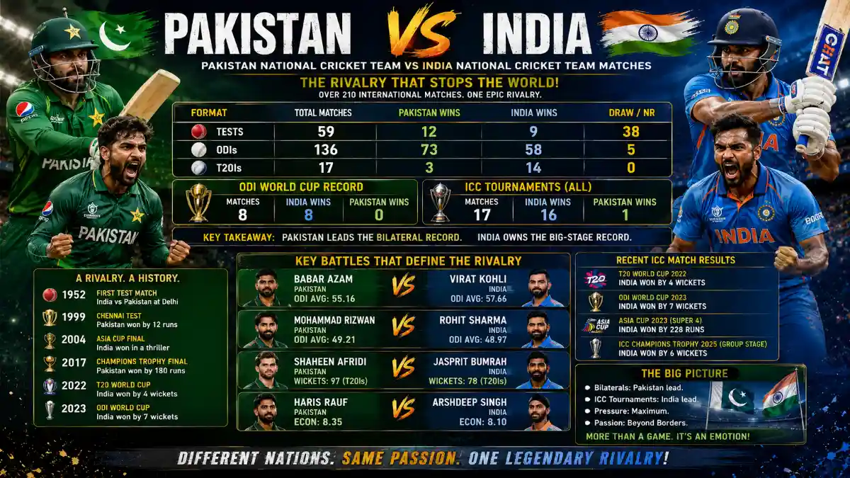 pakistan national cricket team vs india national cricket team matches