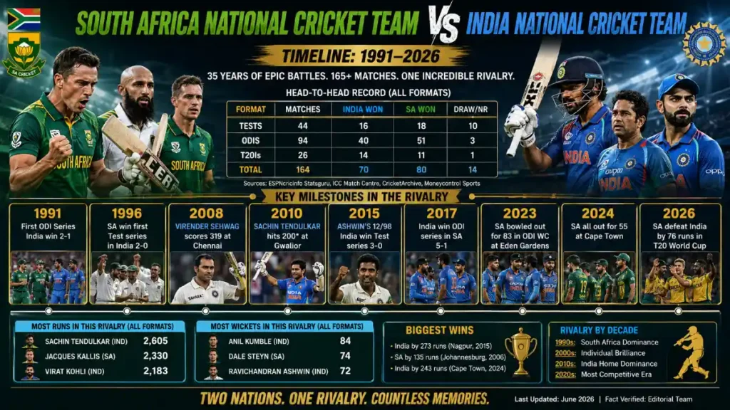 south africa national cricket team vs india national cricket team timeline