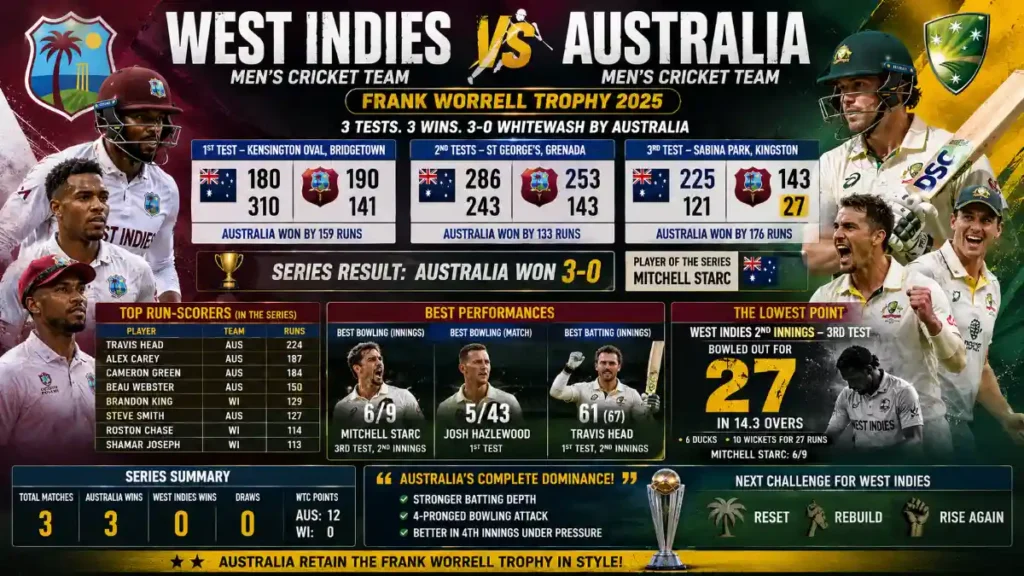west indies cricket team vs australian men’s cricket team match scorecard
