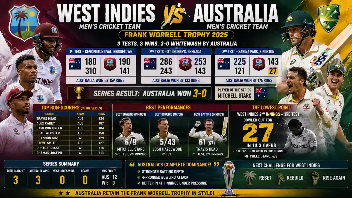 west indies cricket team vs australian men’s cricket team match scorecard