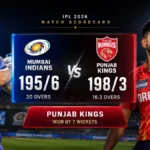 Mumbai Indians vs Punjab Kings Match Scorecard