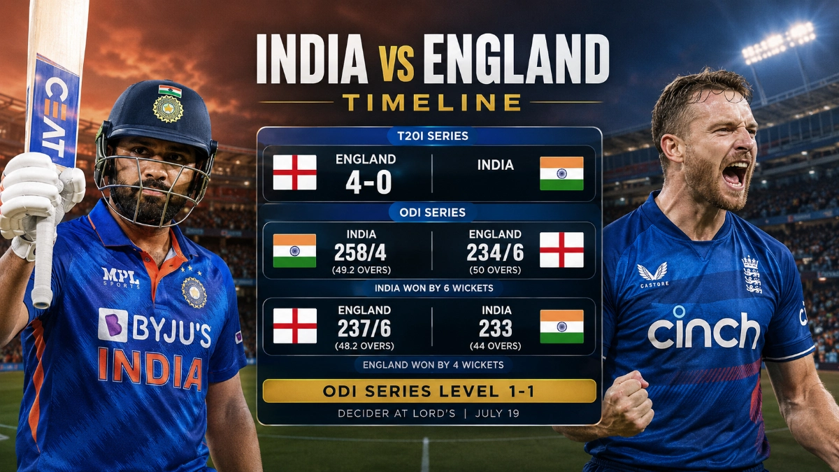 India vs England Cricket Team Timeline