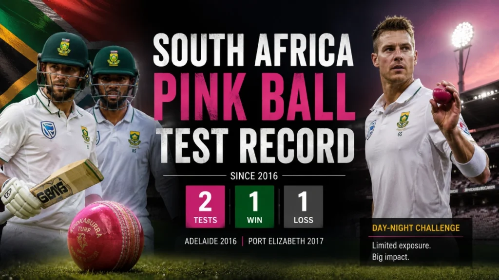 South Africa National Cricket Team Pink Ball Test Record
